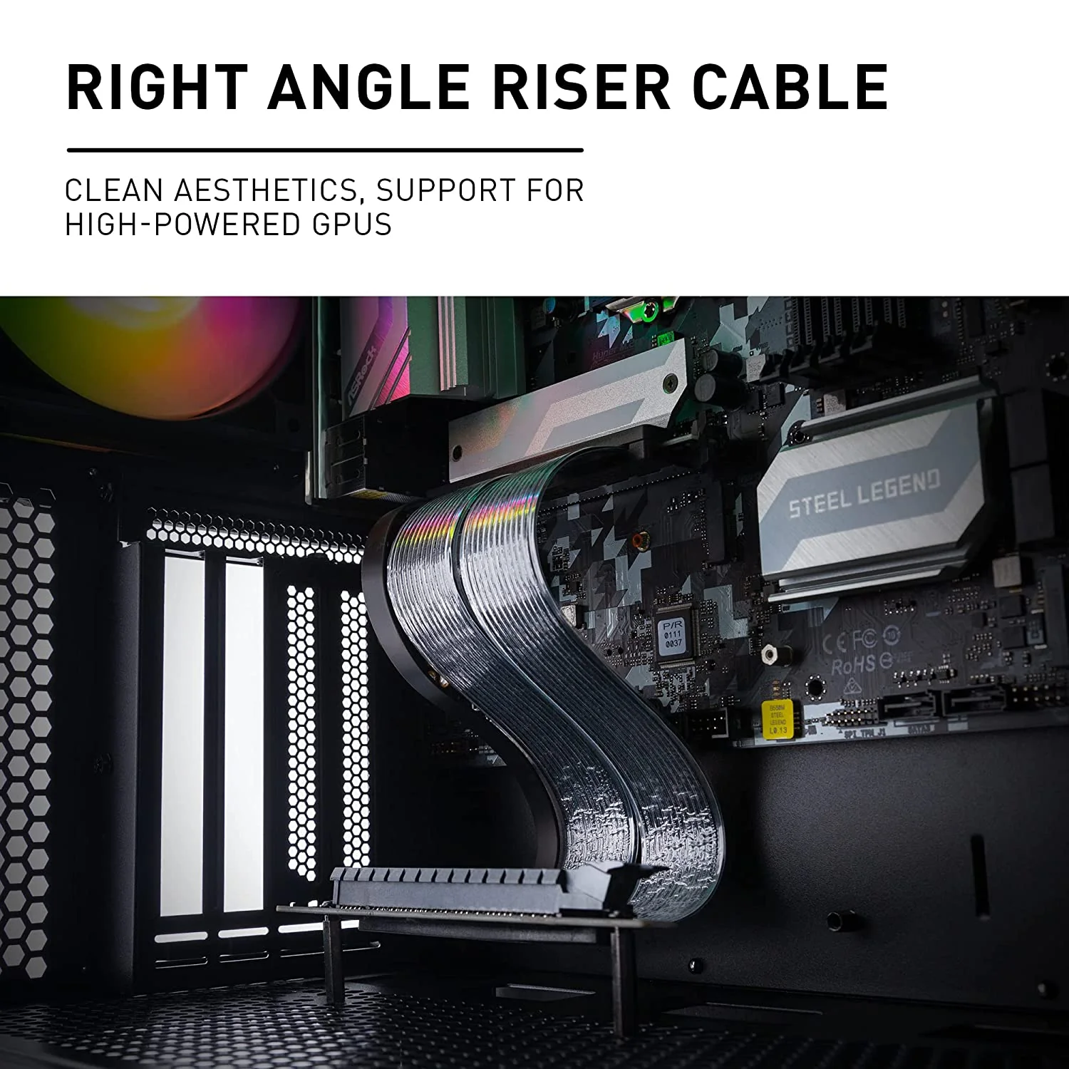Tecware PCIE Gen 4.0 20CM 90 Degrees Angle GPU Riser Cable (Black) - Image 5