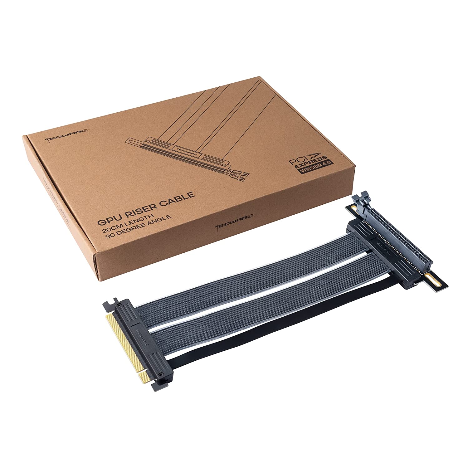 Tecware PCIE Gen 4.0 20CM 90 Degrees Angle GPU Riser Cable (Black) - Image 7
