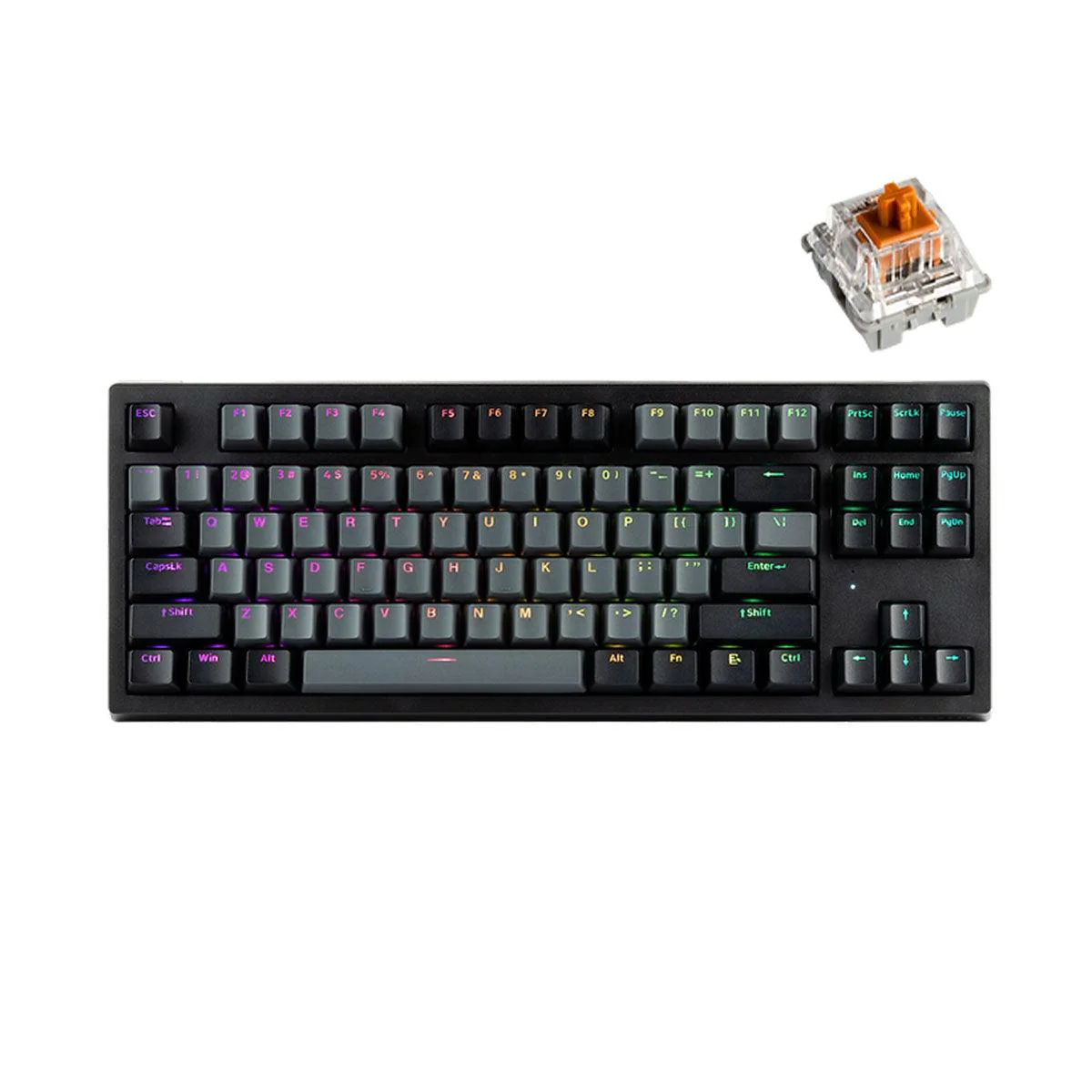 Tecware Phantom+ Elite 87-Keys RGB Wireless/Wired Black Mechanical Keyboard (Pre-Lubed Wraith Brown Tactile Switches)