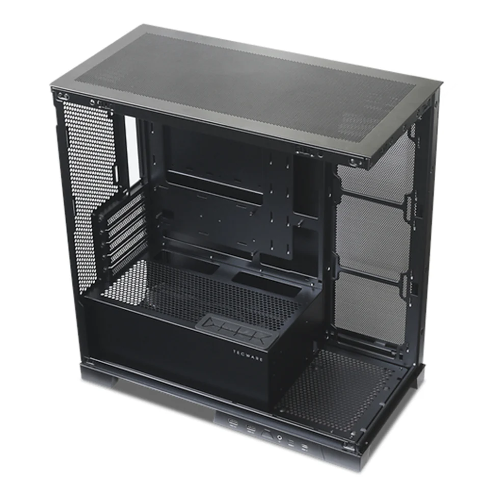 Tecware VX90M mATX Dual Tempered Glass Panoramic PC Case (Black) - Image 4