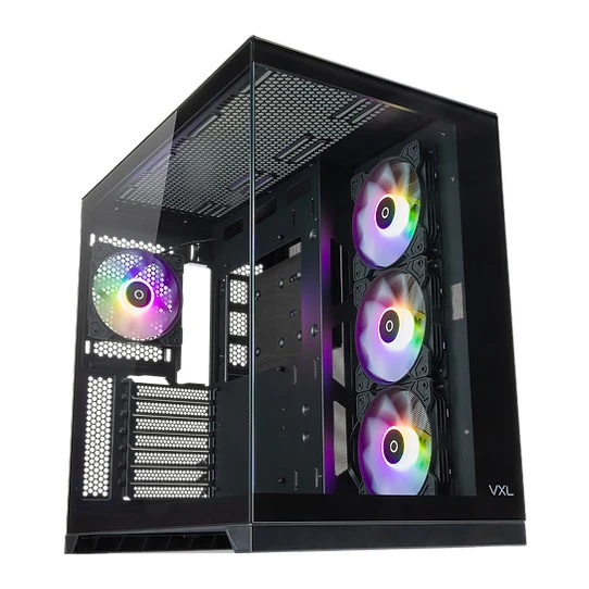 Tecware VXL Evo TG Dual Chamber ATX Case with 4x12cm ARGB Fans (Black)