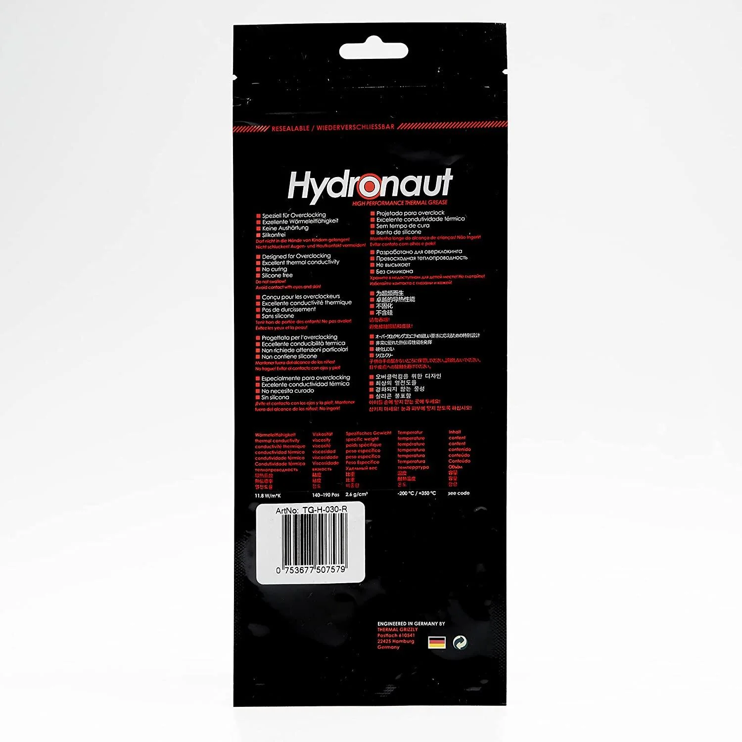 Thermal Grizzly Hydronaut High Performance Thermal Grease 3.0ML/7.8G (TG-H-030-R) - Image 4