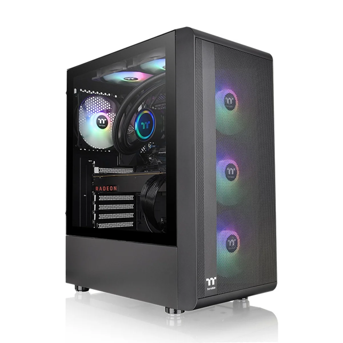 Thermaltake S200 TG RGB Mid Tower 3mm Tempered Glass With 120mm RGB Lite Front Fans PC Case (Black, Snow) - Image 2