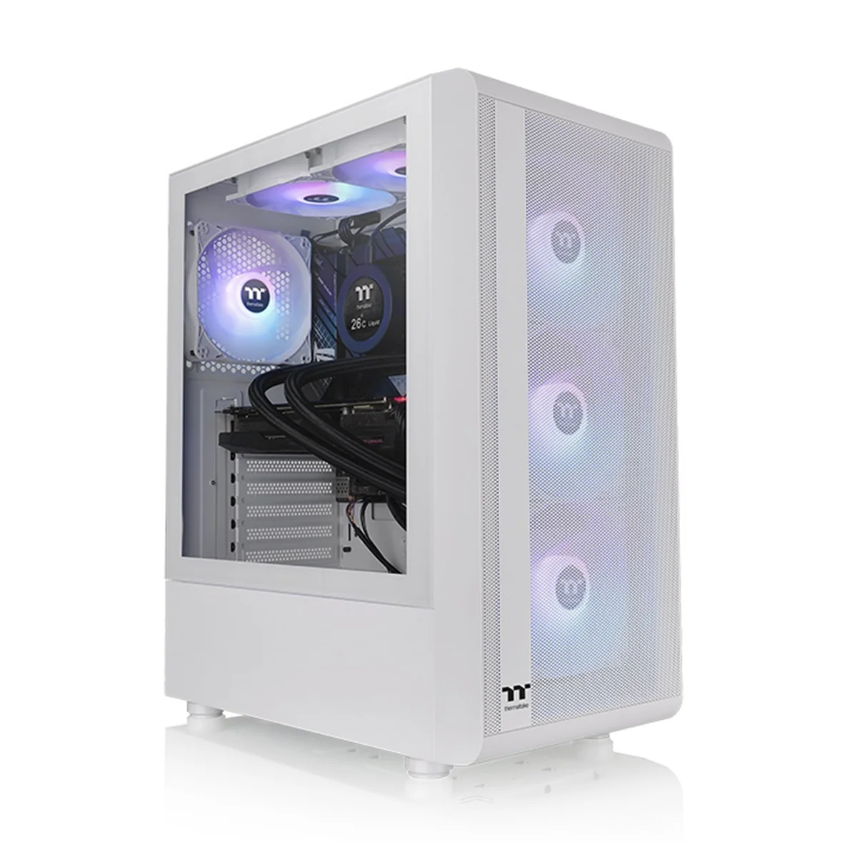 Thermaltake S200 TG RGB Mid Tower 3mm Tempered Glass With 120mm RGB Lite Front Fans PC Case (Black, Snow) - Image 3
