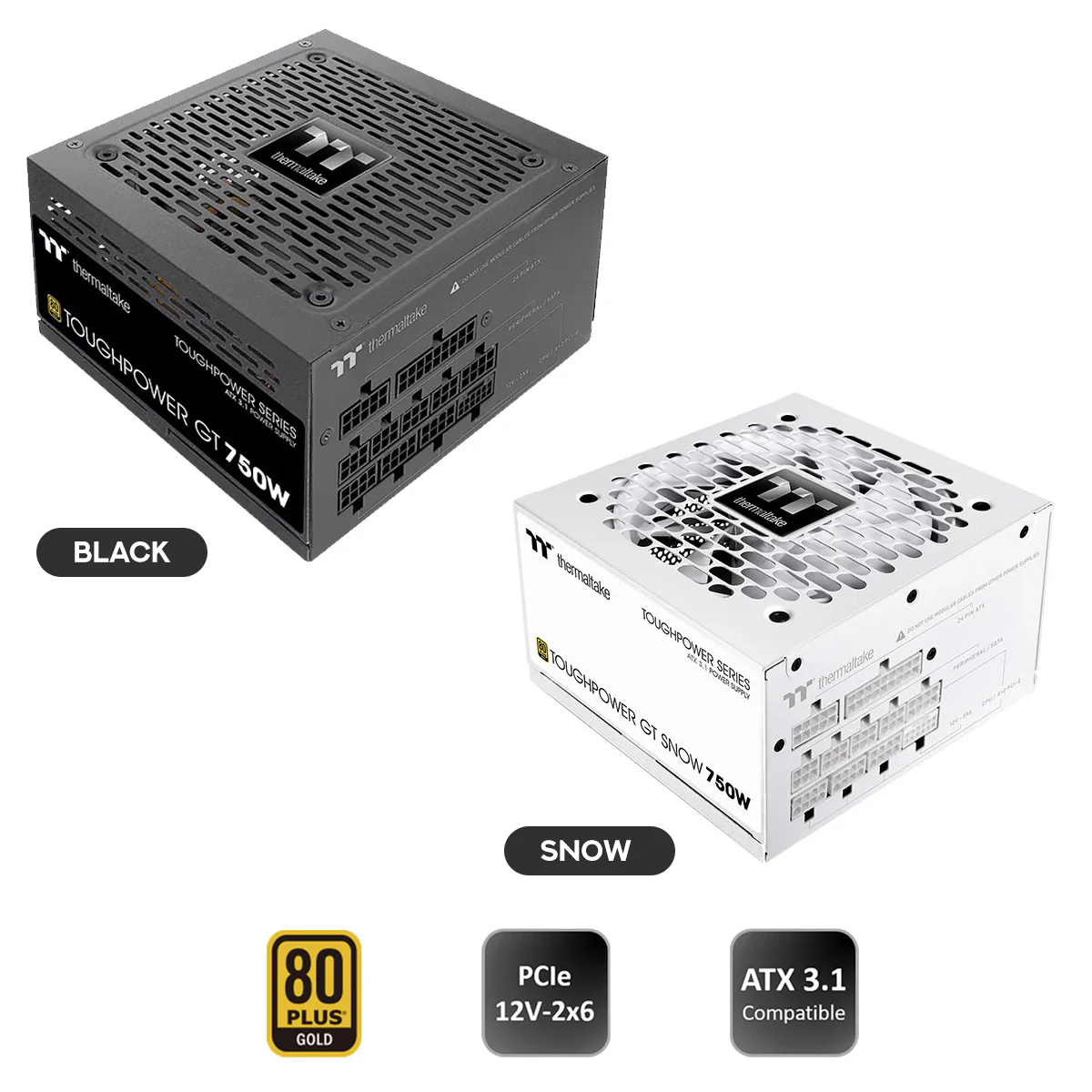 Thermaltake Toughpower GT 750W 80+ Gold Fully Modular Power Supply (Black, Snow)