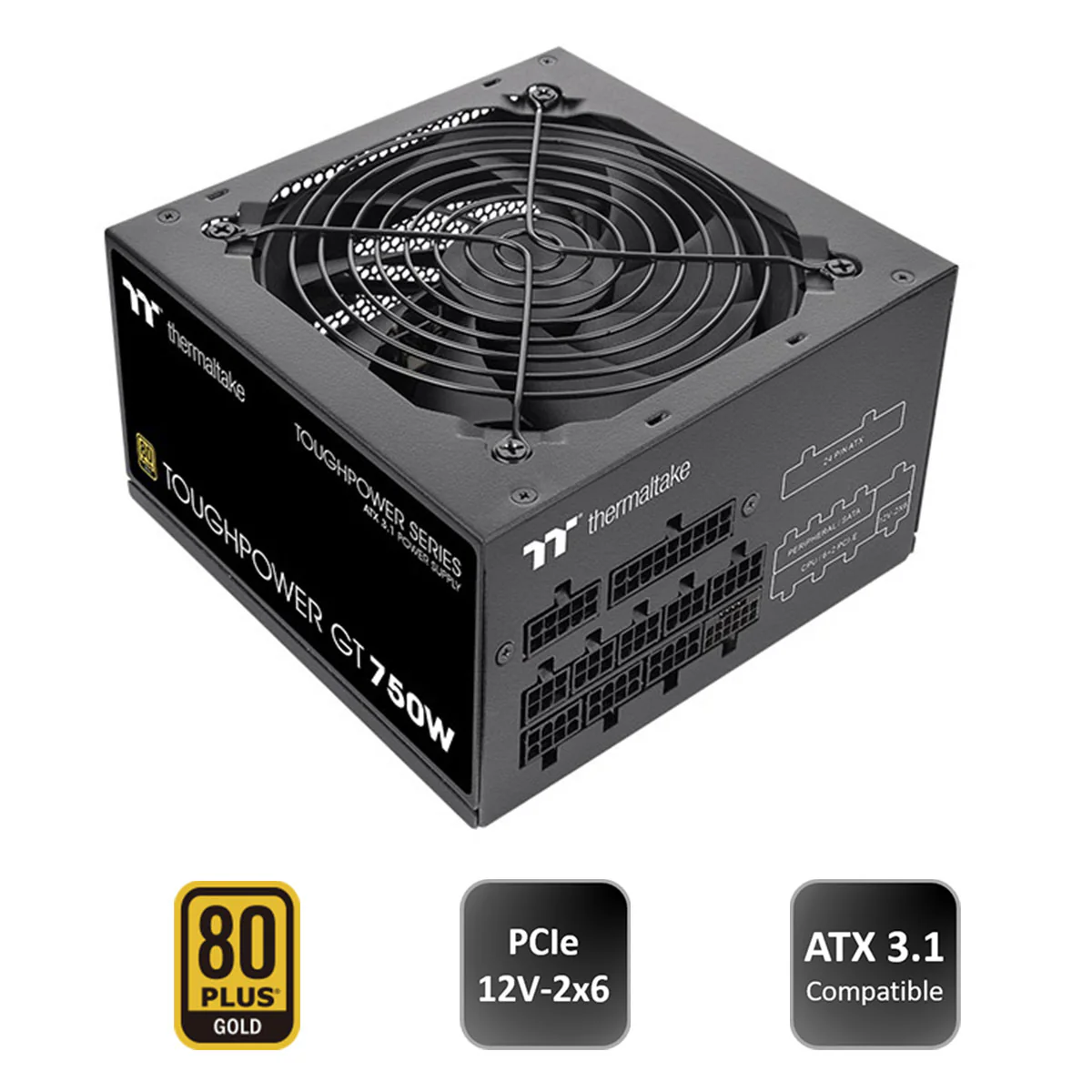 Thermaltake Toughpower GT 750W 80+ Gold Fully Modular Power Supply (Black, Snow) - Image 2
