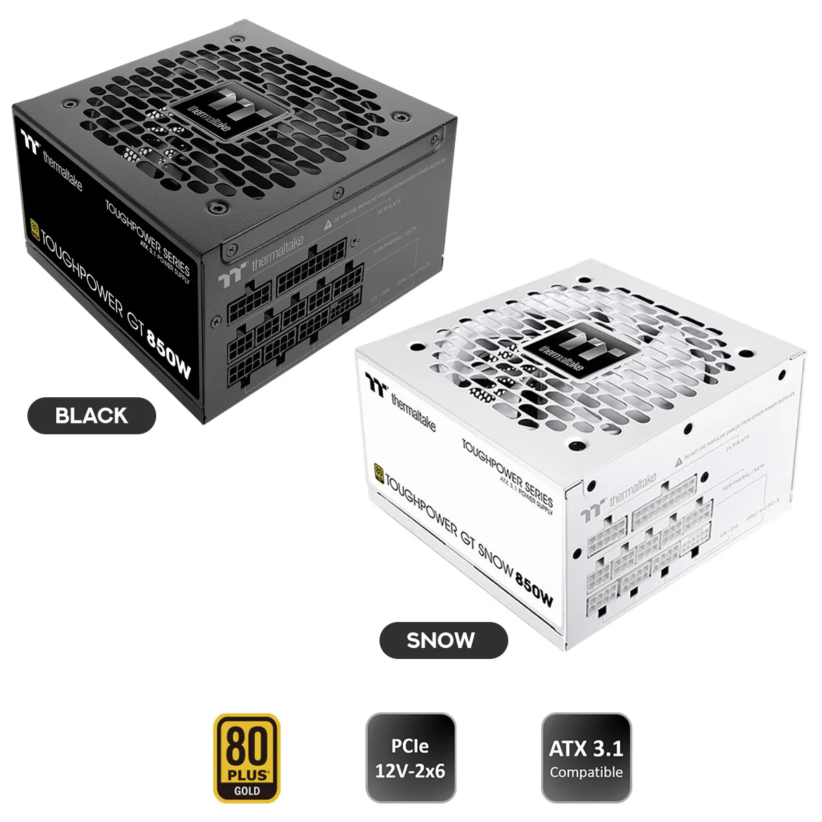 Thermaltake Toughpower GT 850W 80+ Gold Fully Modular Power Supply (Black, Snow)