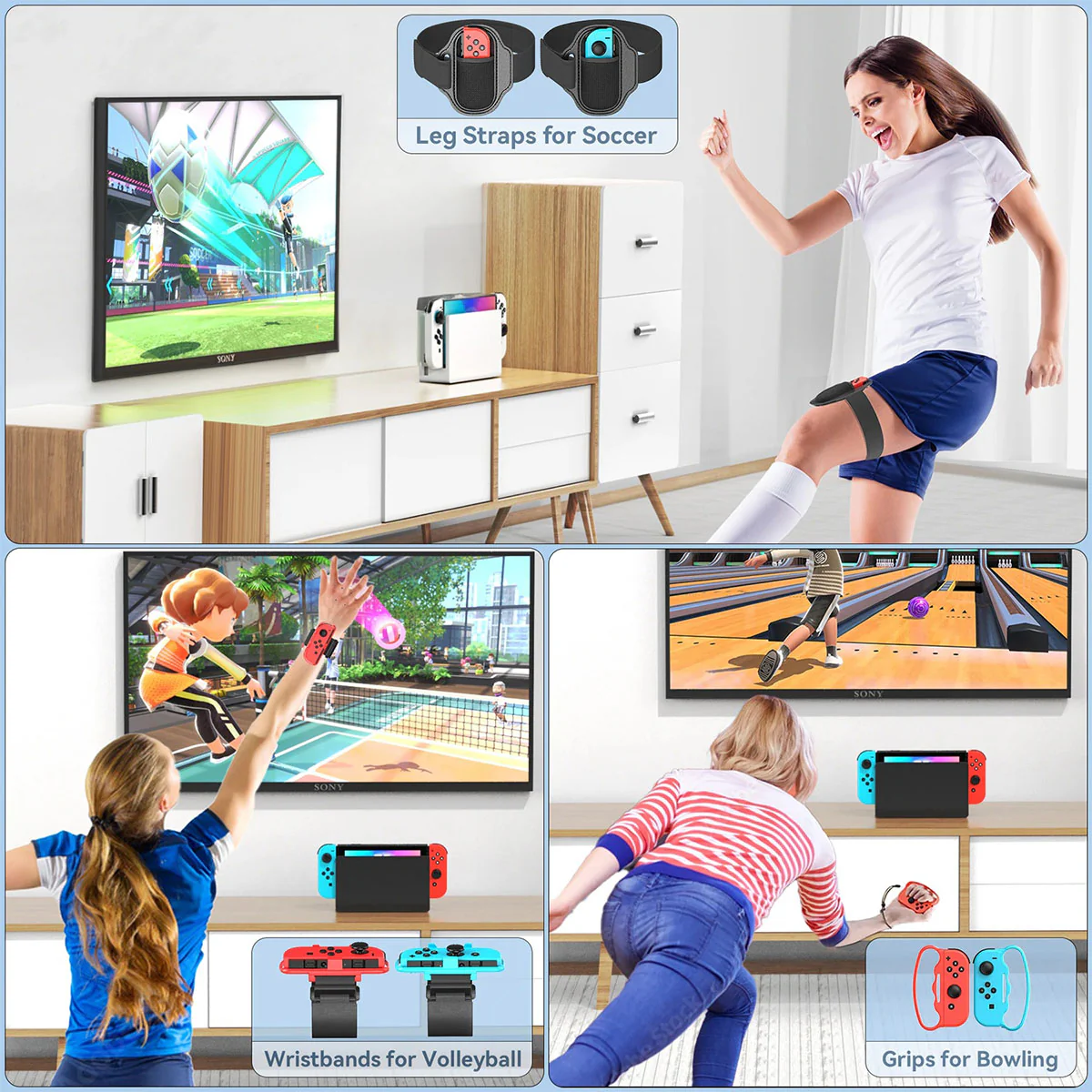 Tokluck Switch Sports Games Accessories Kit (Red/Blue) (TO-SW293) - Image 6