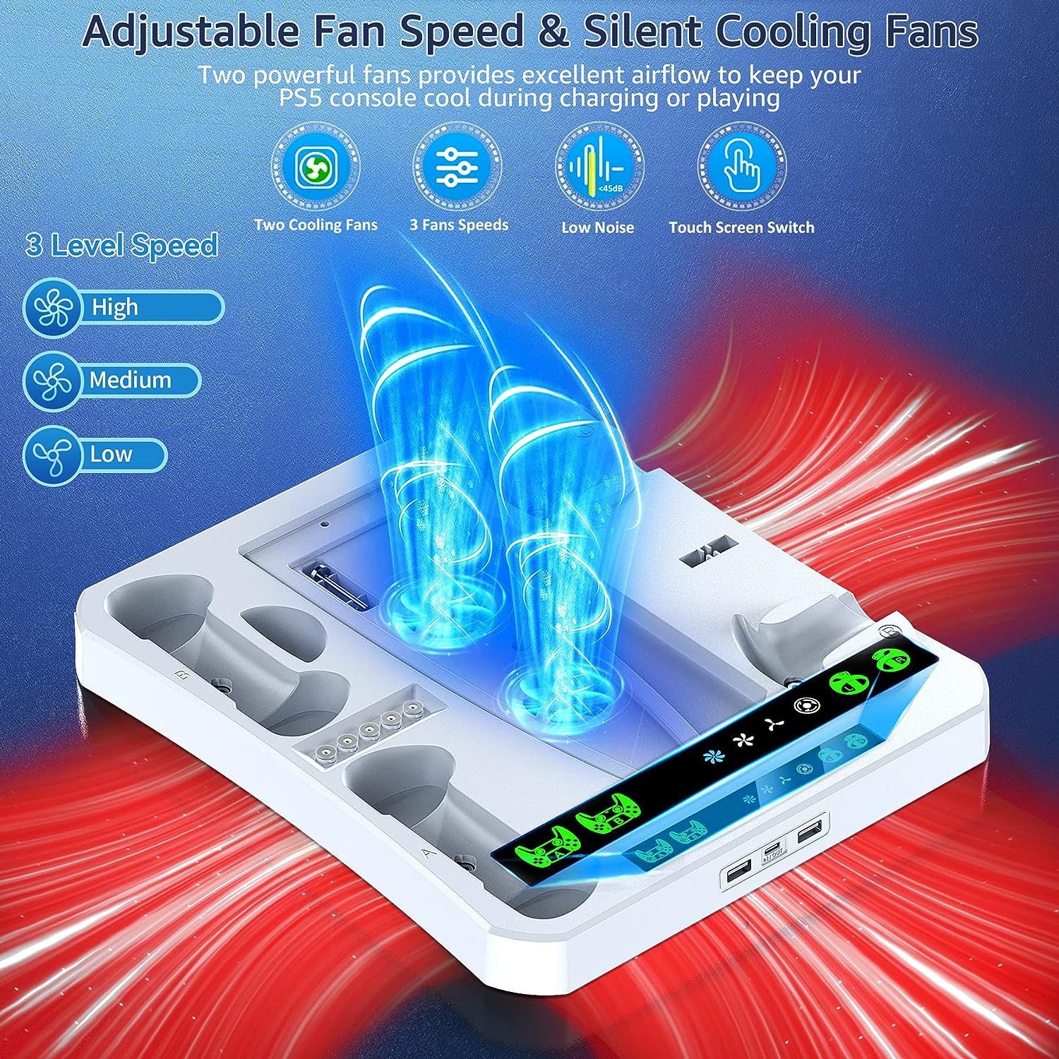Tokluck PS5 PSVR2 Cooling Stand w/ Controller Charger & Headset Holder (TO-P5806) - Image 3