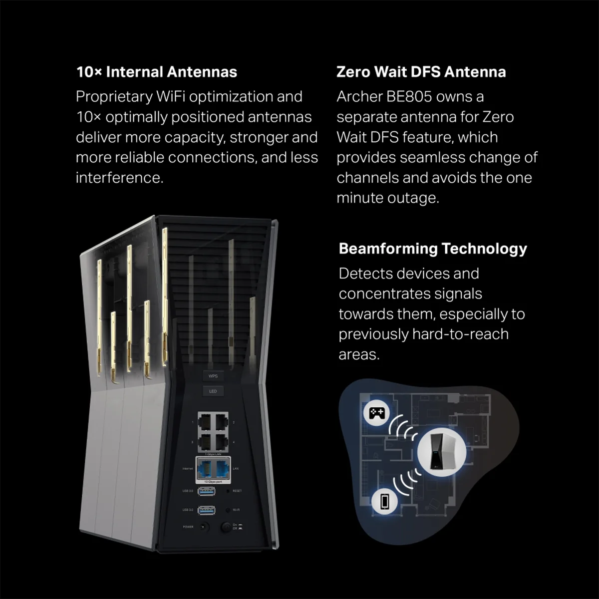 TP-Link Archer BE805 BE19000 Tri-Band Wi-Fi 7 Router - Image 6