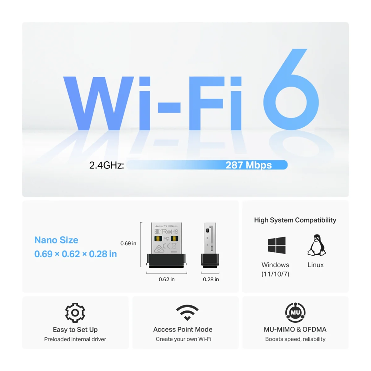 TP-Link Archer TX1U Nano AX300 Wi-Fi 6 Wireless USB Adapter - Image 5