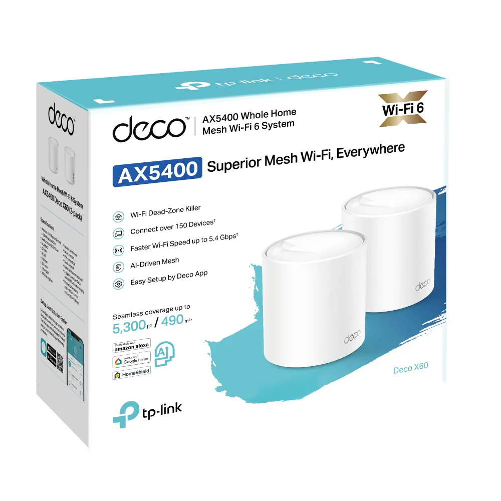 TP-Link AX5400 Whole Home Mesh Wi-Fi 6 System (Deco X60) (2-Pack) - Image 7