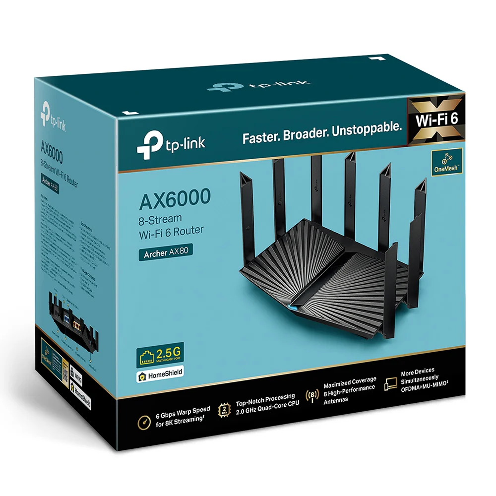TP-Link AX6000 8-Stream Wi-Fi 6 Router With 2.5G Port (Archer AX80) - Image 7