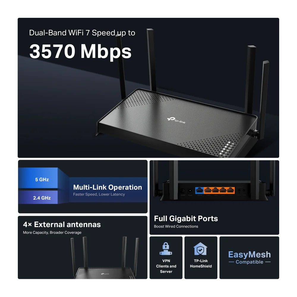 TP-Link BE3600 Dual-Band Wi-Fi 7 Router (Archer BE220) - Image 3