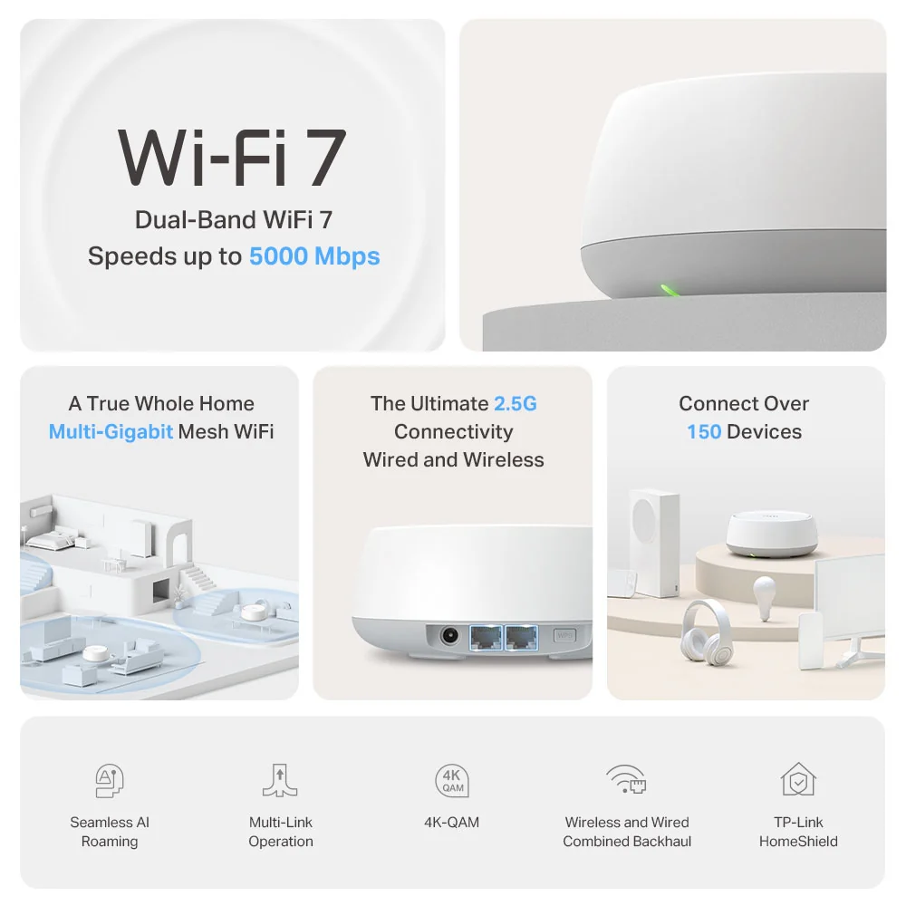 TP-Link Deco BE25 BE5000 Whole Home Mesh WiFi 7 System (3-Pack) - Image 8
