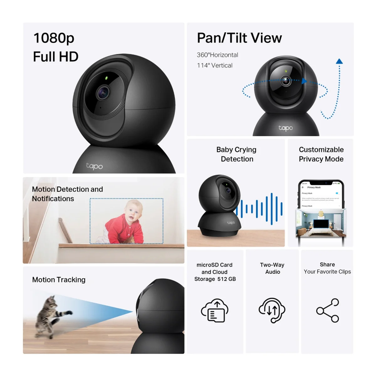 TP-Link Tapo C201 1080p FHD Pan/Tilt Home Security Wi-Fi Camera - Image 3