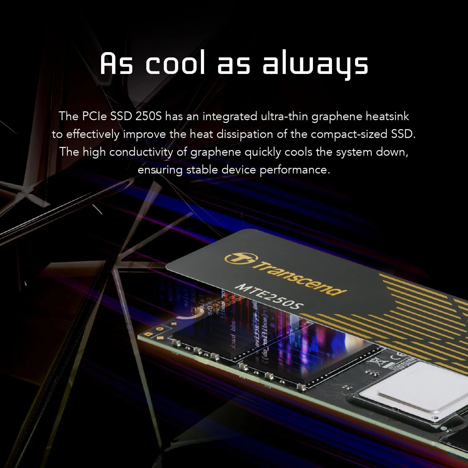 Transcend 250S M.2 2280 NVMe PCIe Gen4 x4 Internal Gaming SSD with Graphene Heatsink - Compatible with PS5 (1TB, 2TB, 4TB) - Image 4
