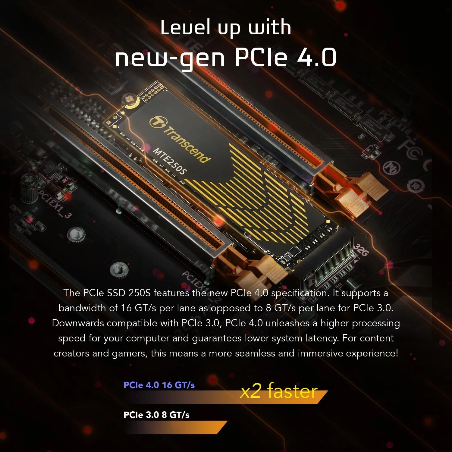 Transcend 250S M.2 2280 NVMe PCIe Gen4 x4 Internal Gaming SSD with Graphene Heatsink - Compatible with PS5 (1TB, 2TB, 4TB) - Image 5