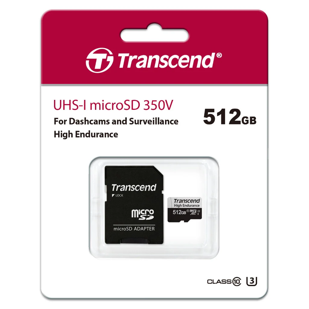 Transcend 350V High Endurance MicroSDXC UHS-I Class 10 100MB/S Read Memory Card With SD Adapter for Dashcams & Surveillance (64GB, 128GB, 256GB, 512GB) - Image 13