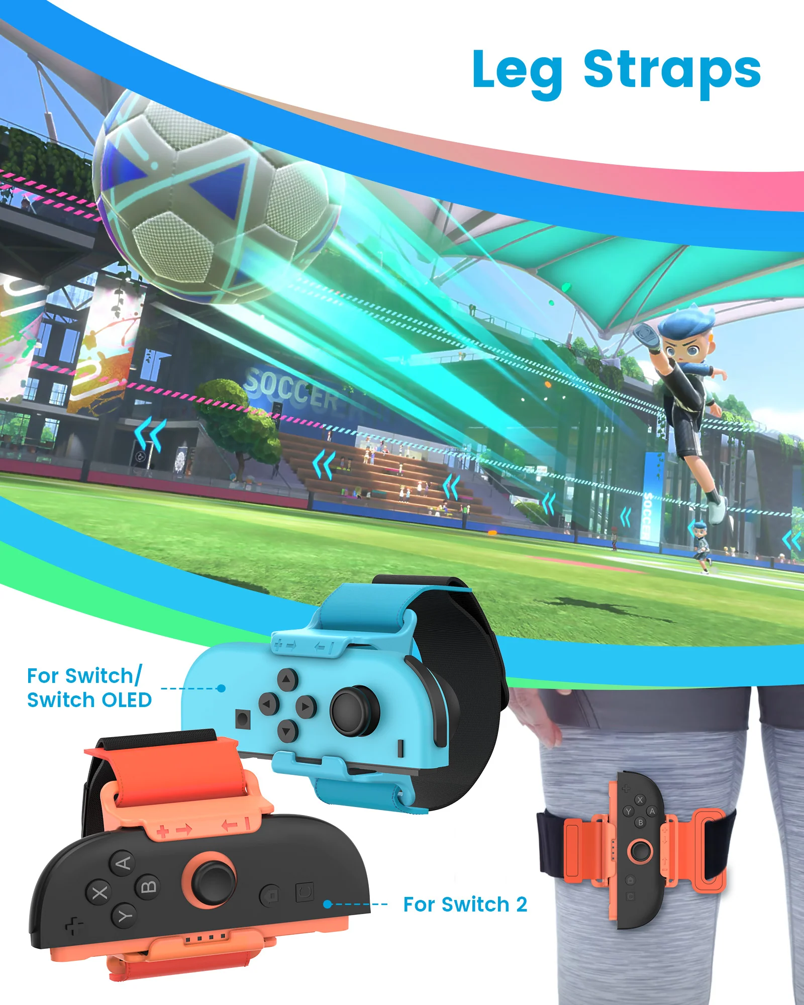 Transnovo 12-in-1 Sportswear Accessories Bundle for Nintendo Switch 2 Joy-Pad (Blue/Orange) (NS2-GA01) - Image 3