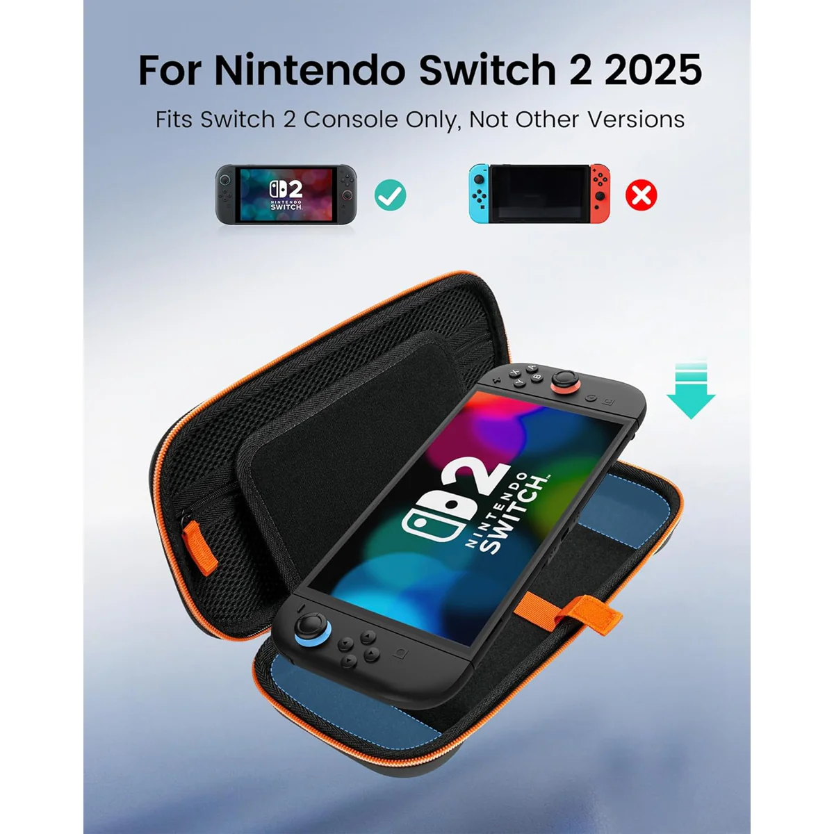 Transnovo Cross-grain PU leather Travel Carrying Case for Nintendo Switch 2 (Black) (NS2-CC07-1) - Image 2