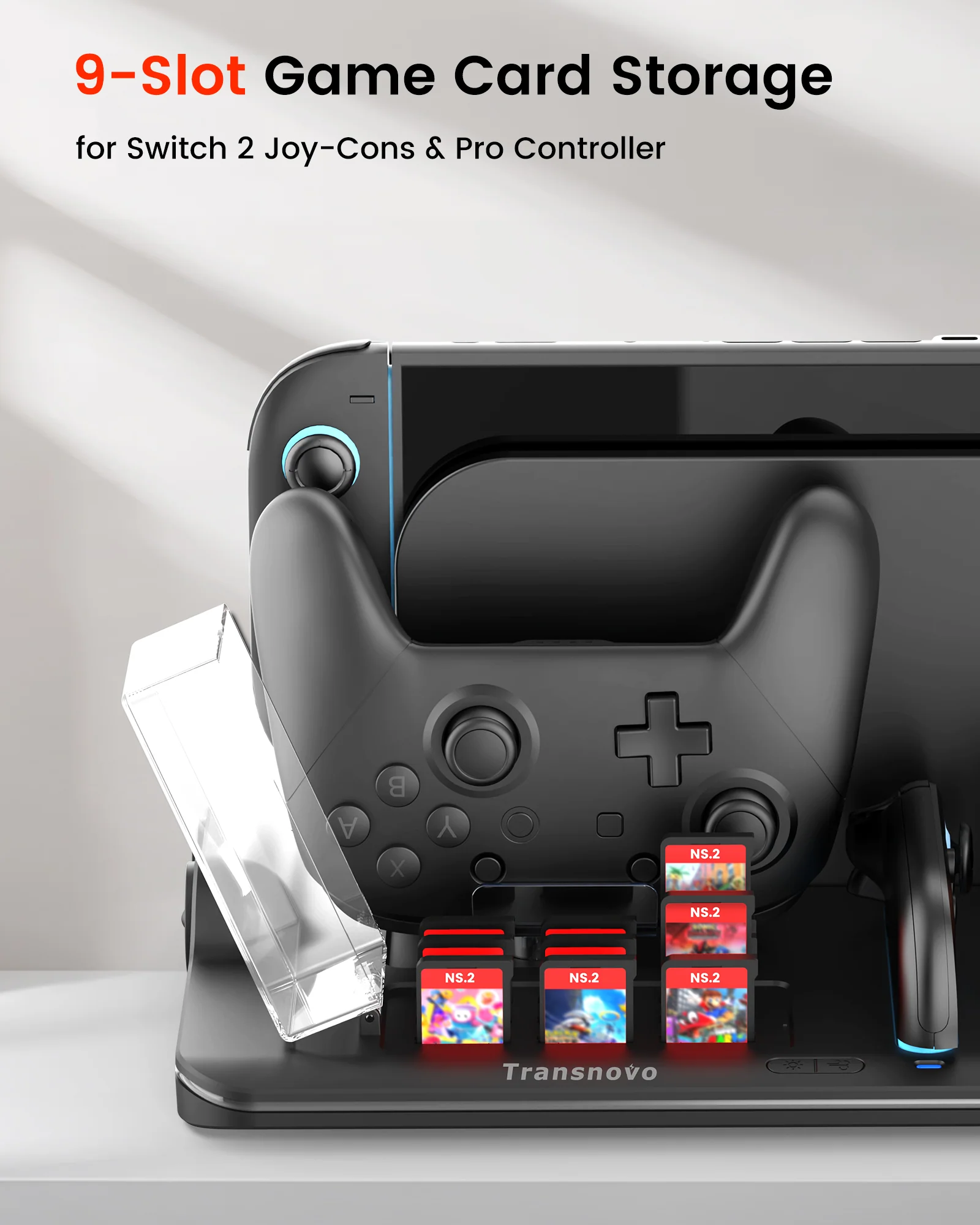 Transnovo Multi-Functional RGB Charging Dock Station for 4 Joy-Con Controller with Cooling Fan & 9 Game Card Slot for Nintendo Switch 2 (Black) (NS2-CG04) - Image 12