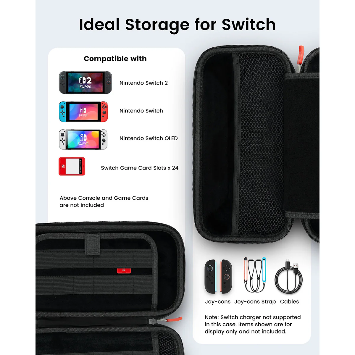 Transnovo Protective Hard Portable Travel Carrying Case for Nintendo Switch 2 (Black) (NS2-CC03) - Image 6