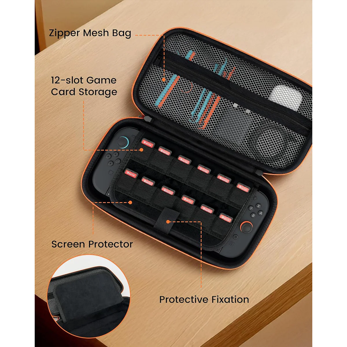 Transnovo PU leather Travel Carrying Case for Nintendo Switch 2 (Black) (NS2-CC06-1) - Image 2