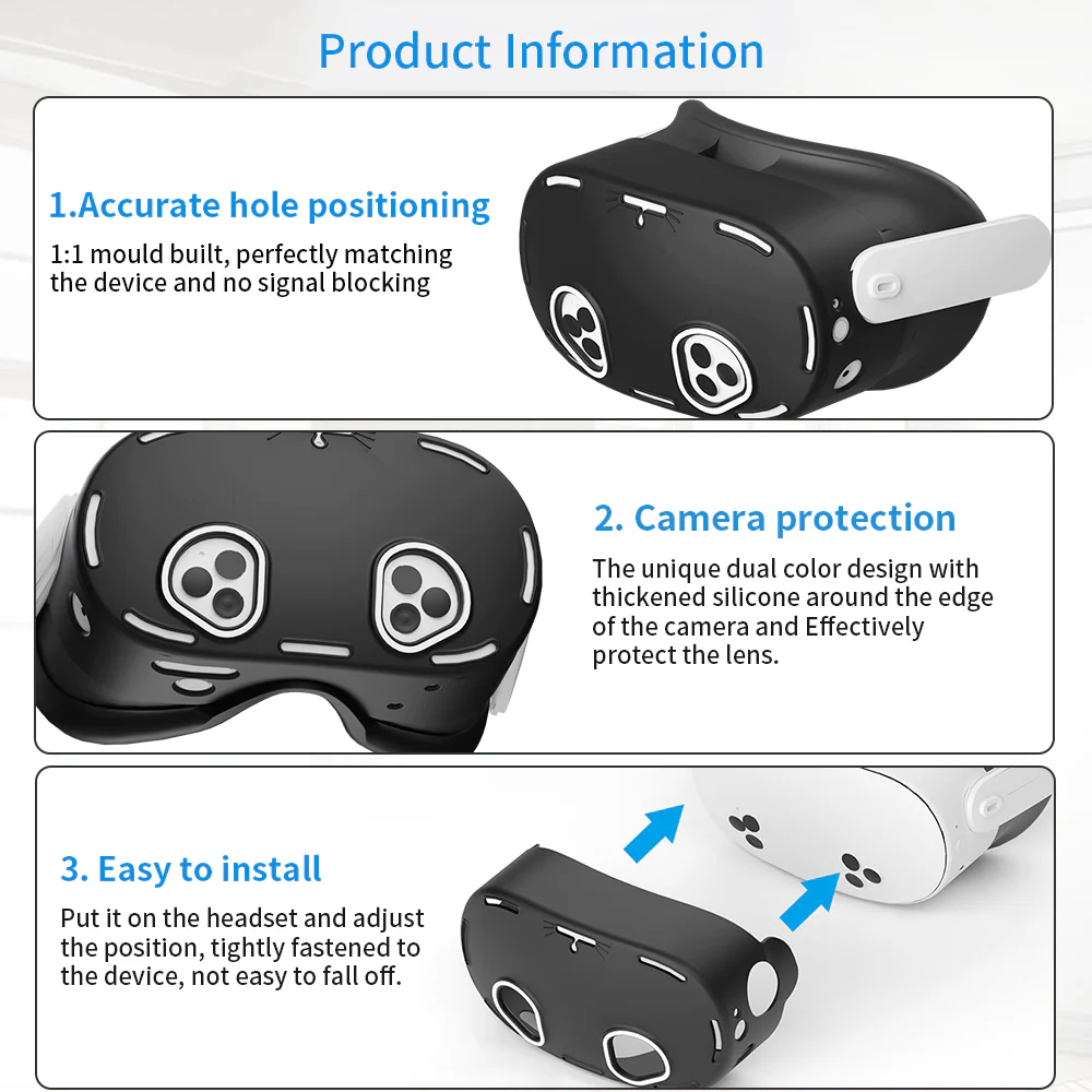 Transnovo RP4 4-in-1 VR Silicon Cover Set for Meta Quest 3S (Black) - Image 4