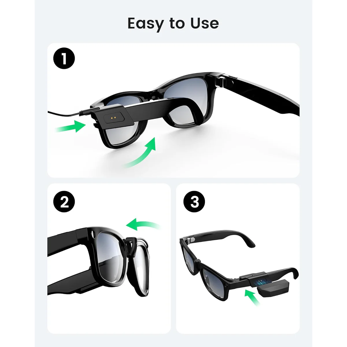 Transnovo Snap-On Portable Charger for Ray-Ban Meta Glasses (Black) (RB2-B) - Image 8