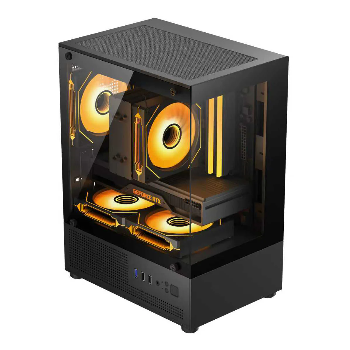 Trendsonic Juro JR14A Tempered Glass Front/Side Micro ATX PC Case with 3x Fixed Color Fan - Image 3