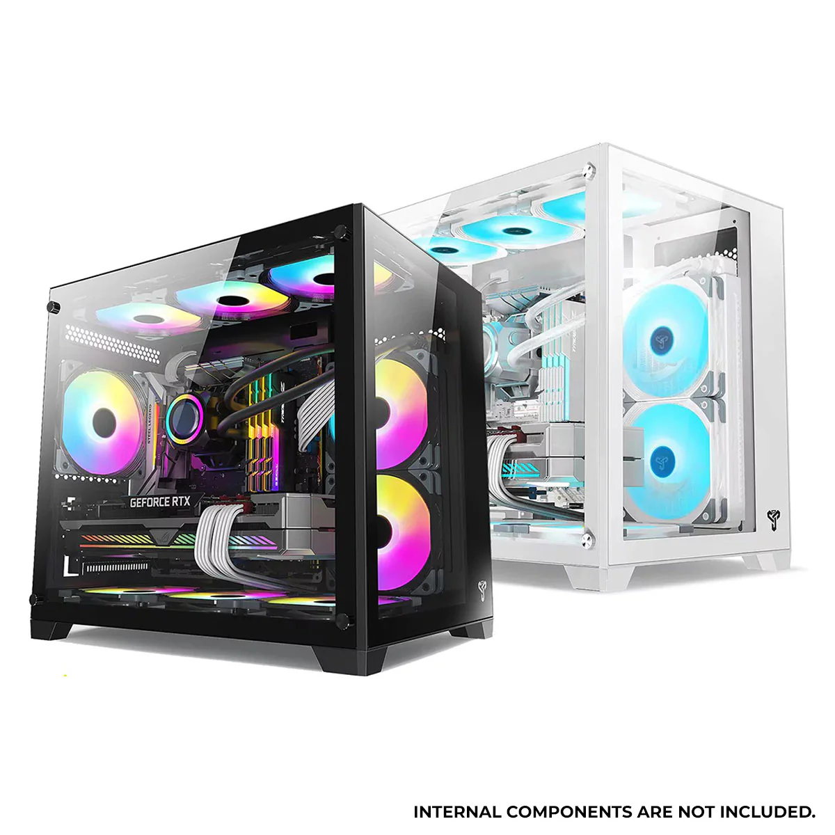 Trendsonic Olaf OL31M Dual Chamber TG Gaming Micro ATX Case (Black, White)