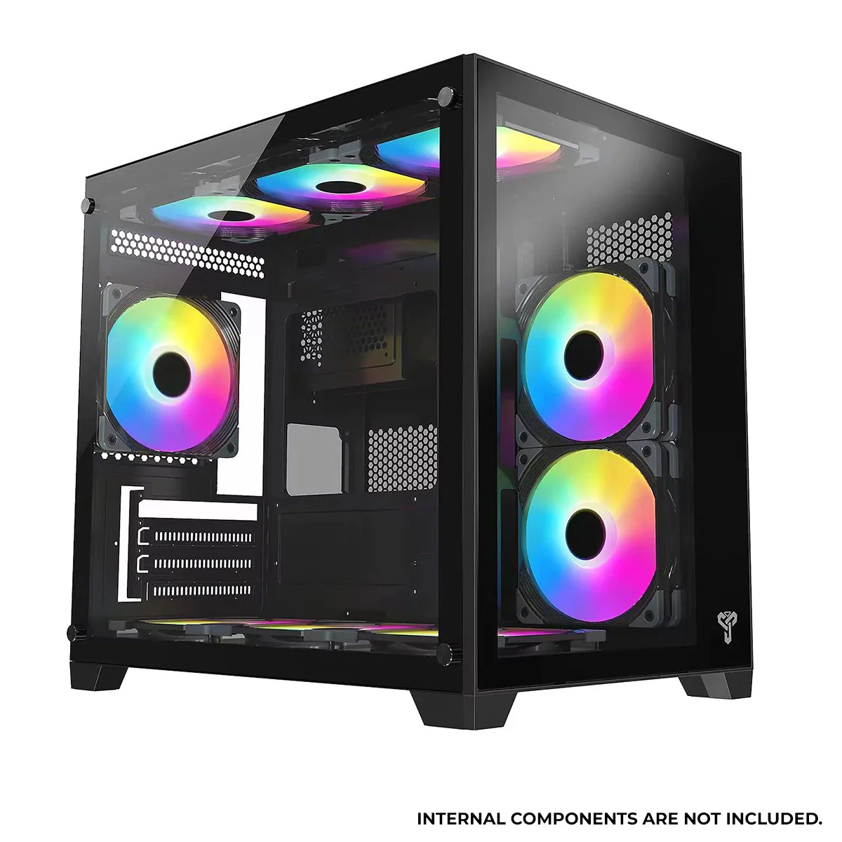 Trendsonic Olaf OL31M Dual Chamber TG Gaming Micro ATX Case (Black, White) - Image 4