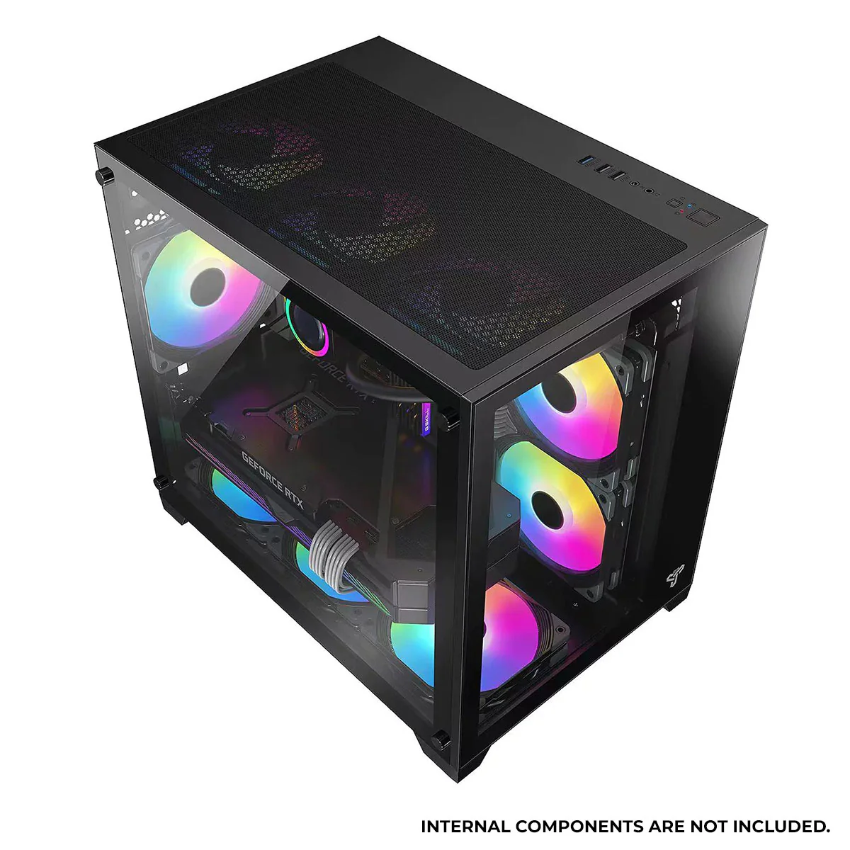 Trendsonic Olaf OL31M Dual Chamber TG Gaming Micro ATX Case (Black, White) - Image 6