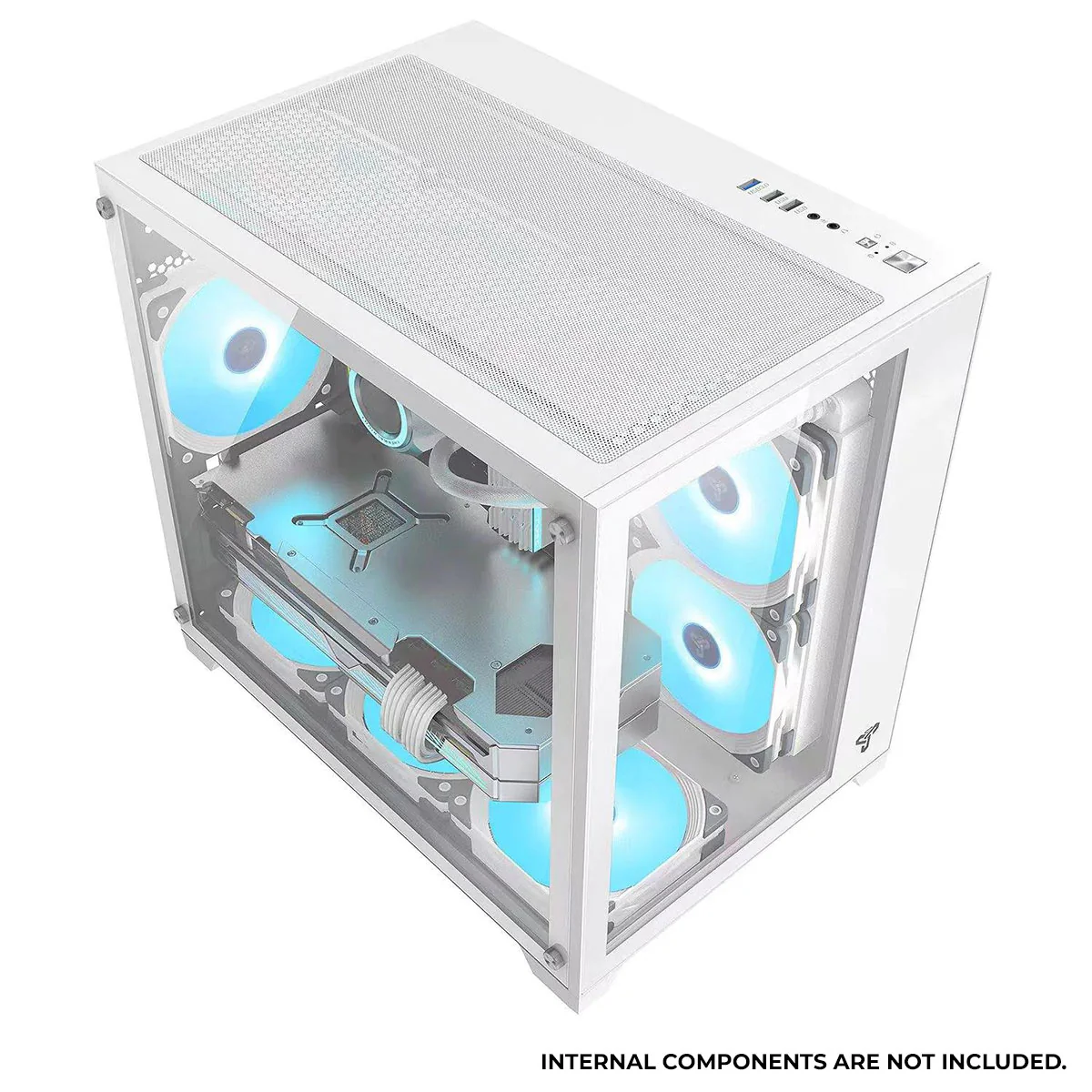 Trendsonic Olaf OL31M Dual Chamber TG Gaming Micro ATX Case (Black, White) - Image 7