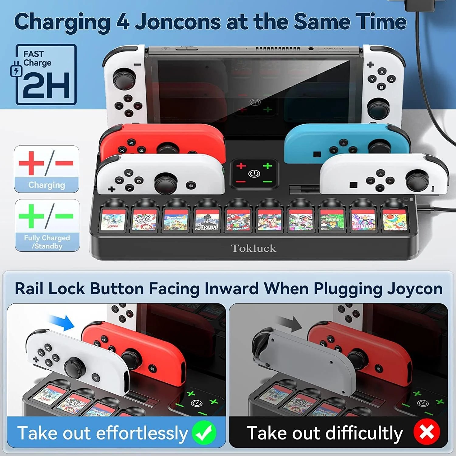TV Dock Station for N-SWITCH / N-SWITCH OLED with Controller Charger & Game Slots (Black) (NG-SW804x) - Image 2