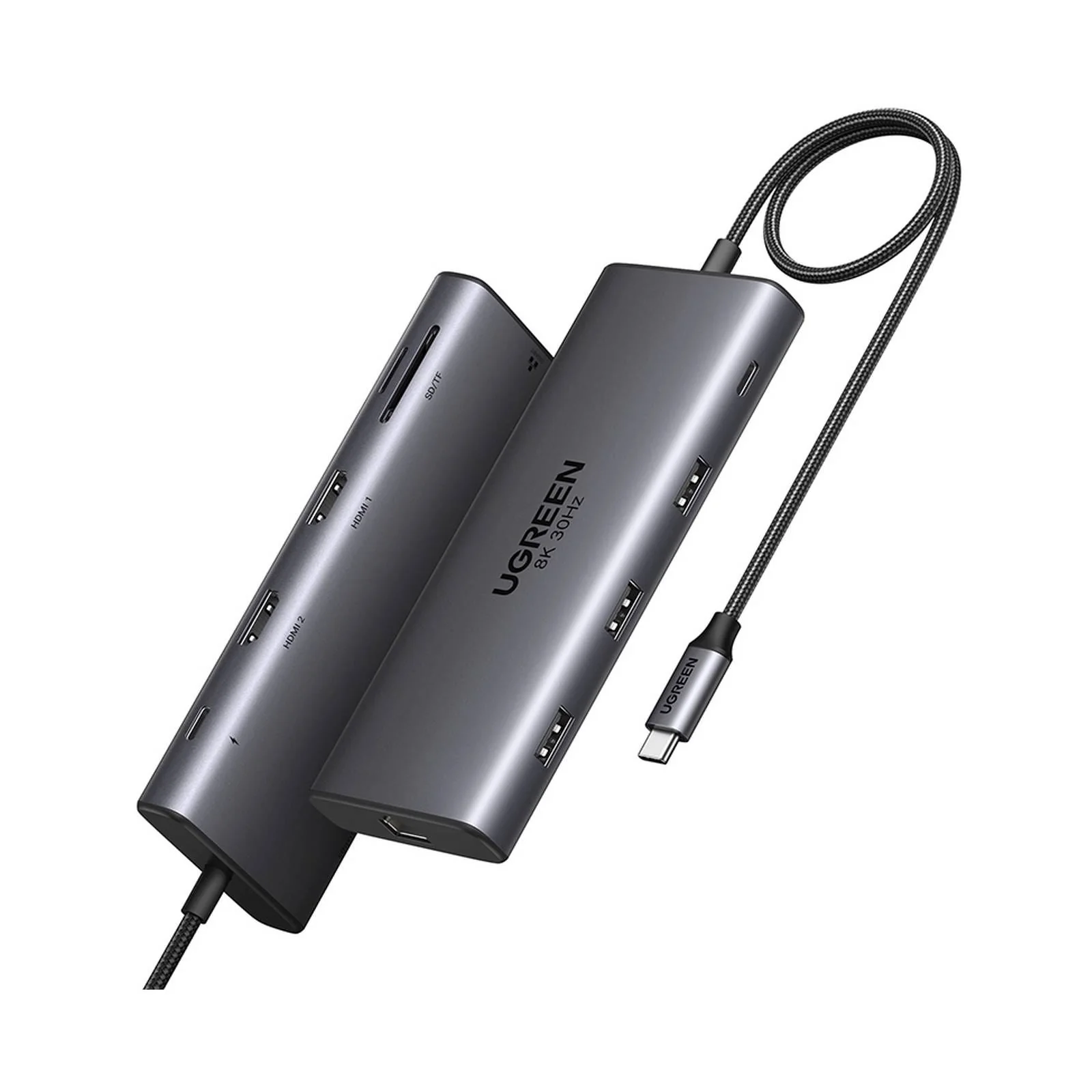 UGreen 10-in-1 Multifunction Adapter USB-C to 1xUSB 3.0 + 2xUSB 2.0 + USB-C 3.0 + 2xHDMI + RJ45 + SD + TF + PD (CM639/15534) - Image 2