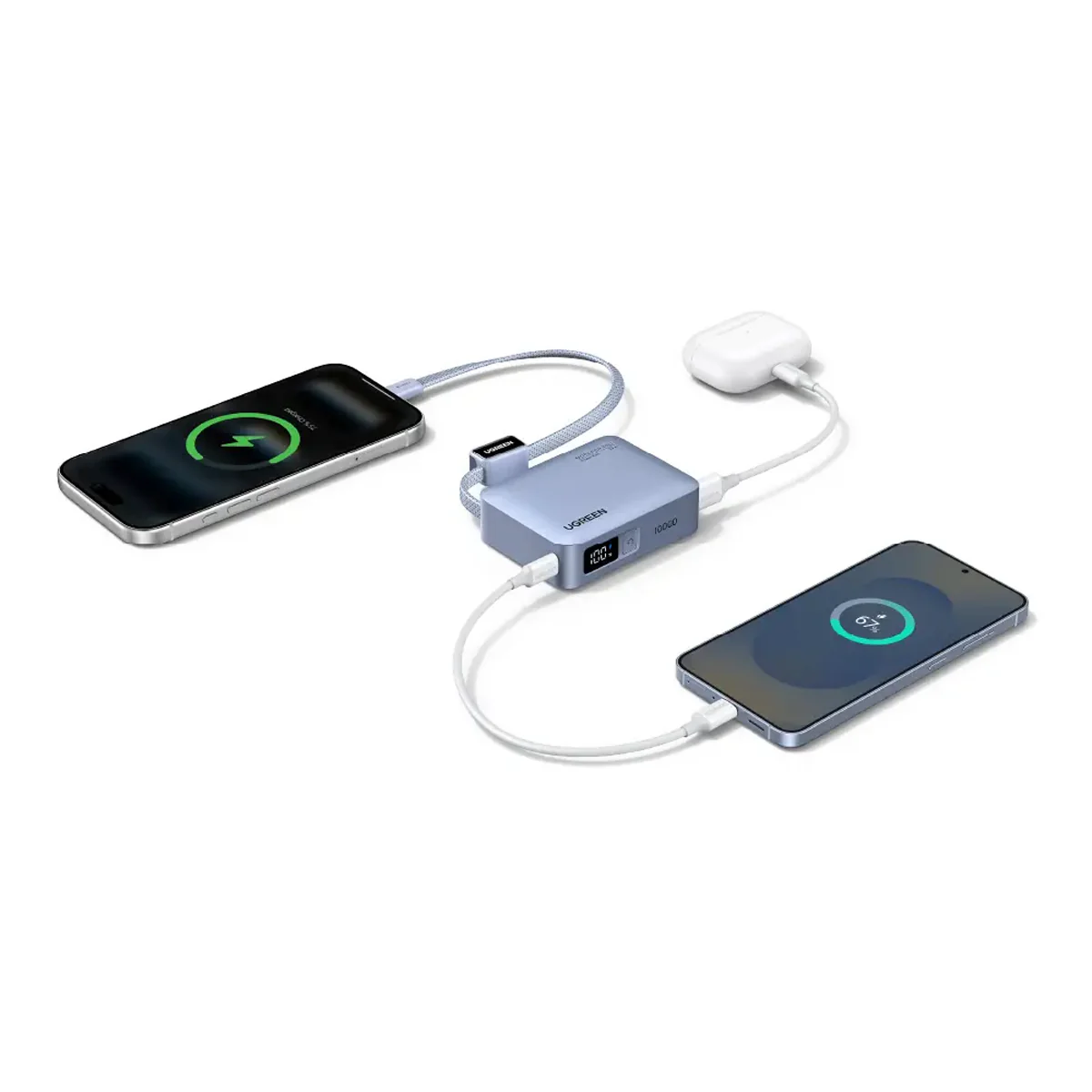 Ugreen 10000mAh 33W Fast Charging Power Bank with USB-C Built-In Braided Cable (Space Gray) (PB584/75173B) - Image 5