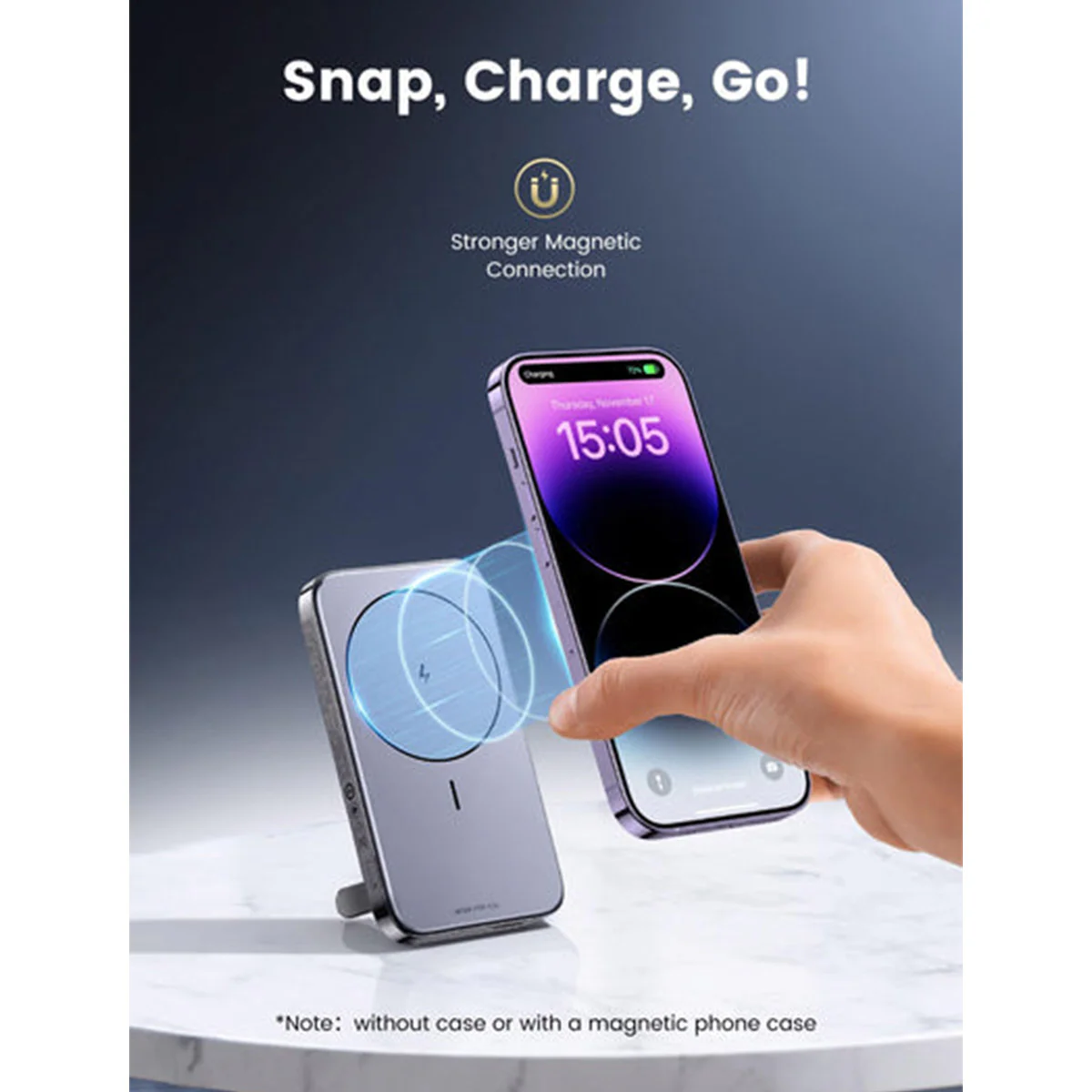 Ugreen 10000MAH Mini Magnetic Wireless 20W Power Bank (Space Grey) (PB206/15086) - Image 4