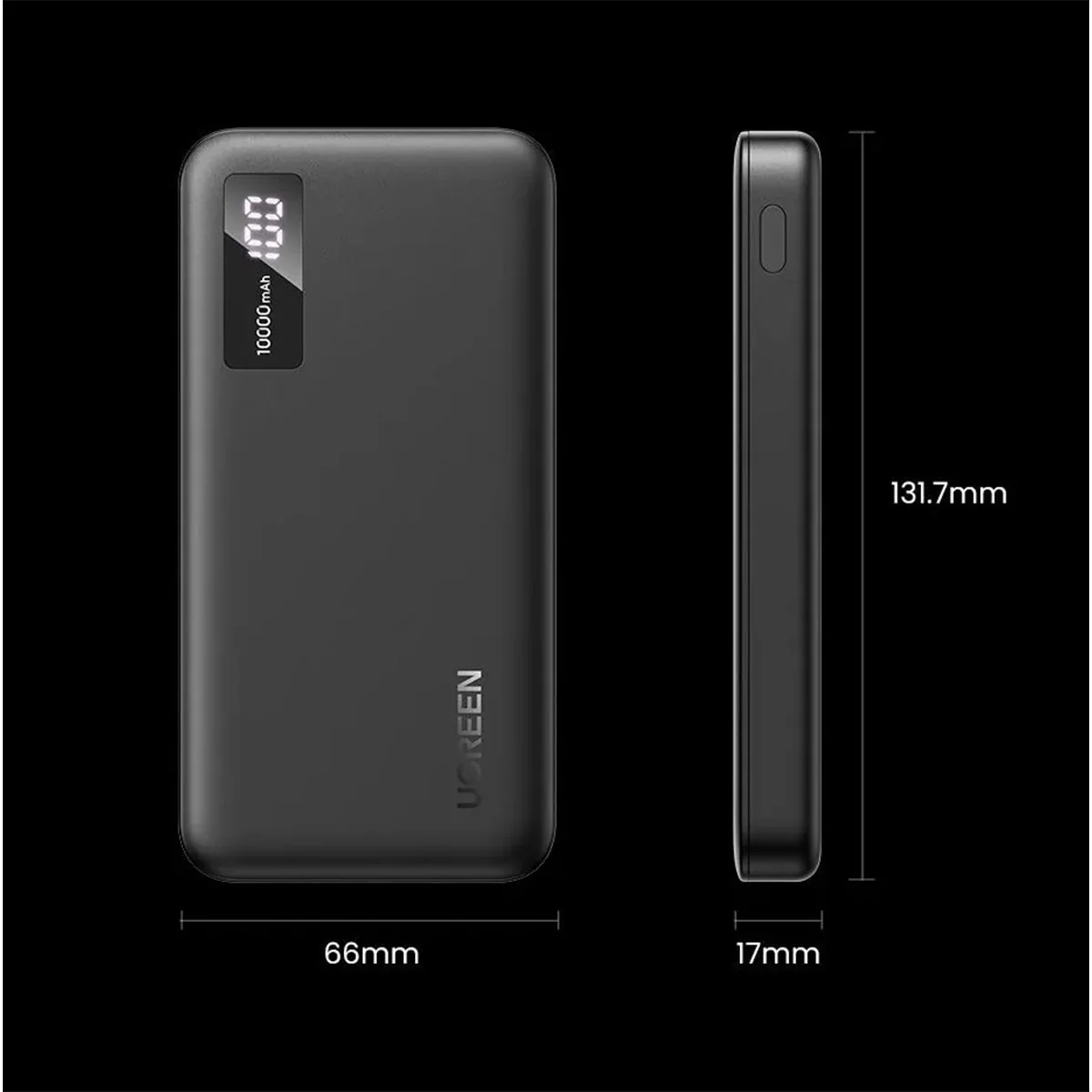 UGreen 10000MAH Mini Quick Charging 20W Power Bank (Black) (PB311/25742) - Image 3