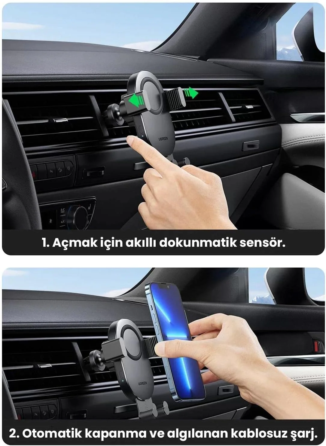 UGreen 15W Auto Lock QI Wireless Charging Car Charger (Black) (CD256/40118) - Image 8