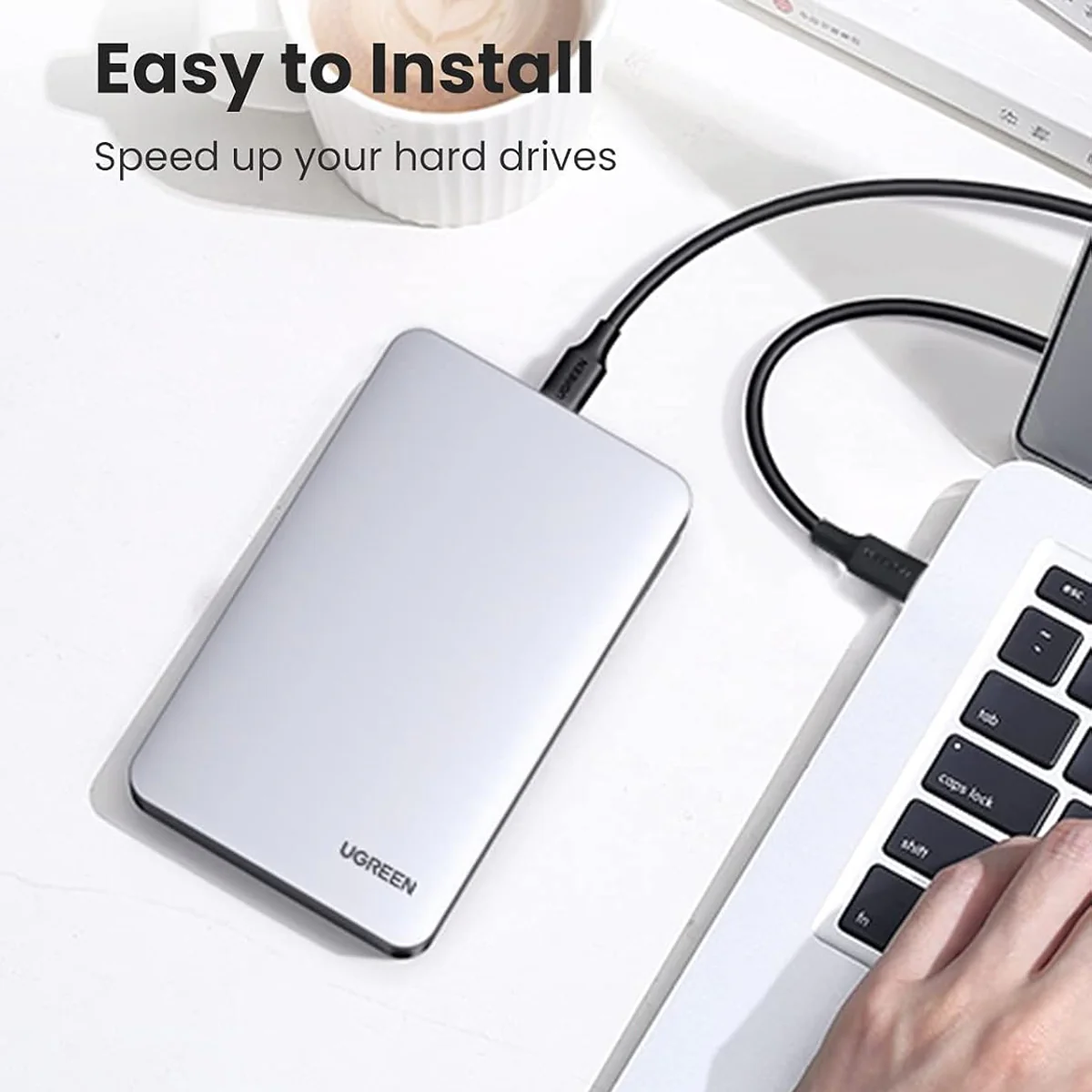 Ugreen 2.5" SATA External Hard Drive Enclosure - 6Gbps (Grey) (CM300/70499) - Image 6