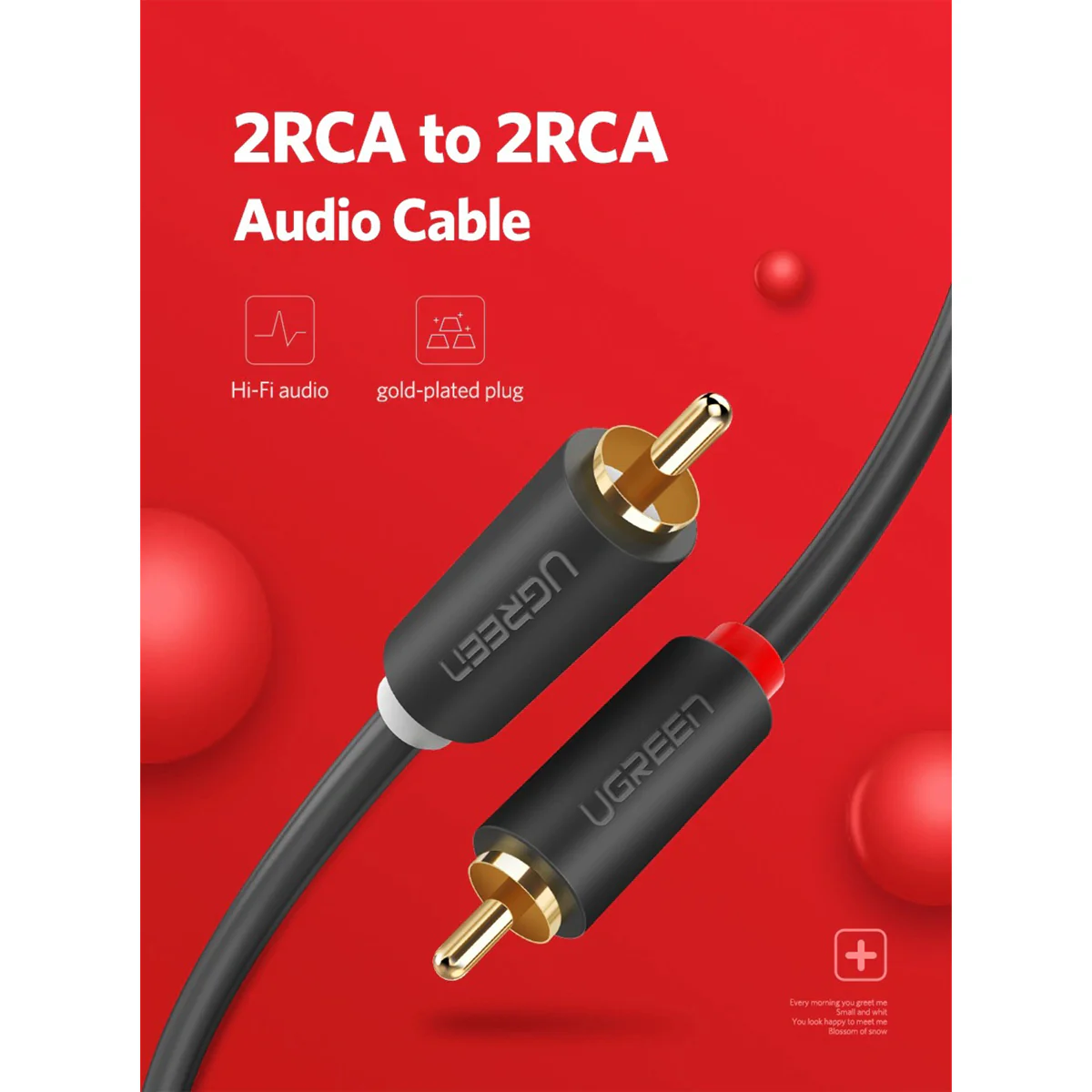 Ugreen 2 RCA Male to 2 RCA Male Audio Cable - 5m (Black) (AV104/10520) - Image 4