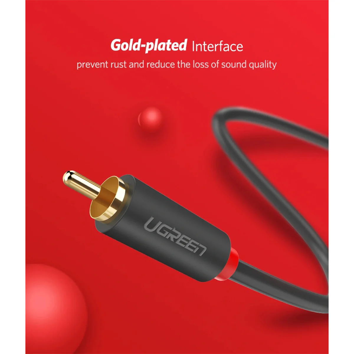 Ugreen 2 RCA Male to 2 RCA Male Audio Cable - 5m (Black) (AV104/10520) - Image 5