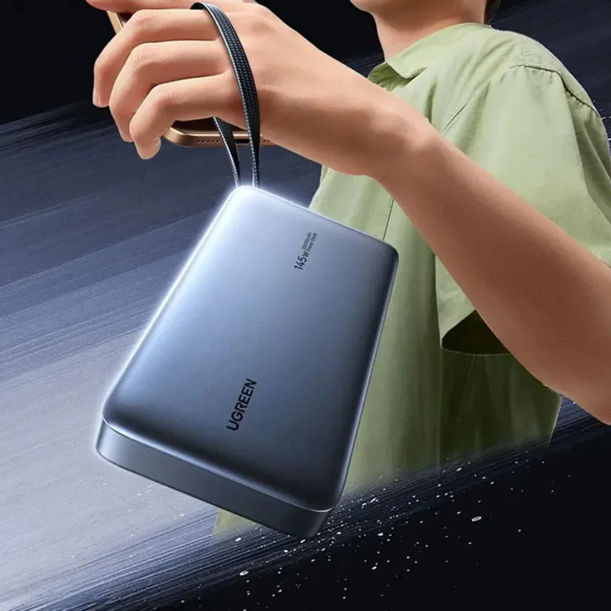 Ugreen 20000mAh 145W Power Bank with Built-in Cable (Space Grey) (PB551/55992B) - Image 7