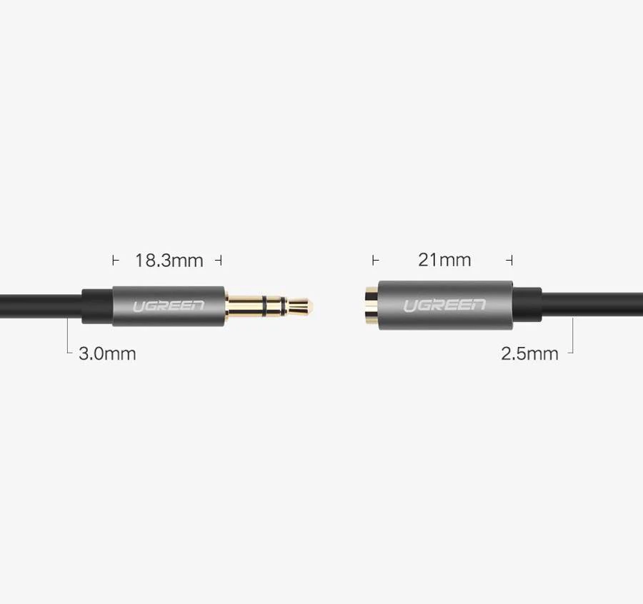 UGreen 3.5mm AUX Stereo Audio Splitter Cable With Braid 20cm (Black) (AV123/10532) - Image 2