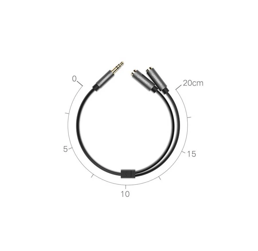 UGreen 3.5mm AUX Stereo Audio Splitter Cable With Braid 20cm (Black) (AV123/10532) - Image 3