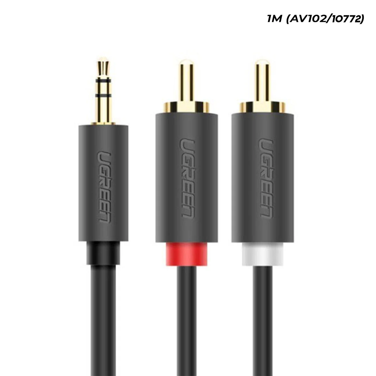 Ugreen 3.5mm Male To 2 RCA Male Audio Cable - Gray (1M, 1.5M, 2M, 3M, 5M) (AV102/10772, 10511, 10510, 10512, 10513) - Image 2