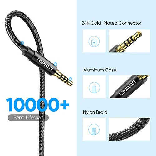 UGreen 3.5mm Male TO 3.5mm female Extension cable - 1.5M (Black) (AV118/40674) - Image 8