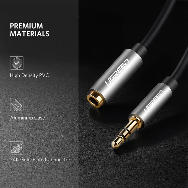 UGreen 3.5mm Male To 3.5mm Female Extension Cable - 1m (Black) (AV118/10592) - Image 3